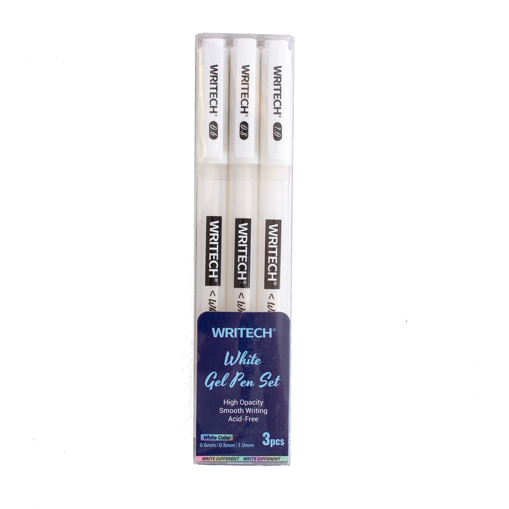 Writech, White, Gel, Art & School, Deco, Mixed Nib, 3 Pen, All White, 836233